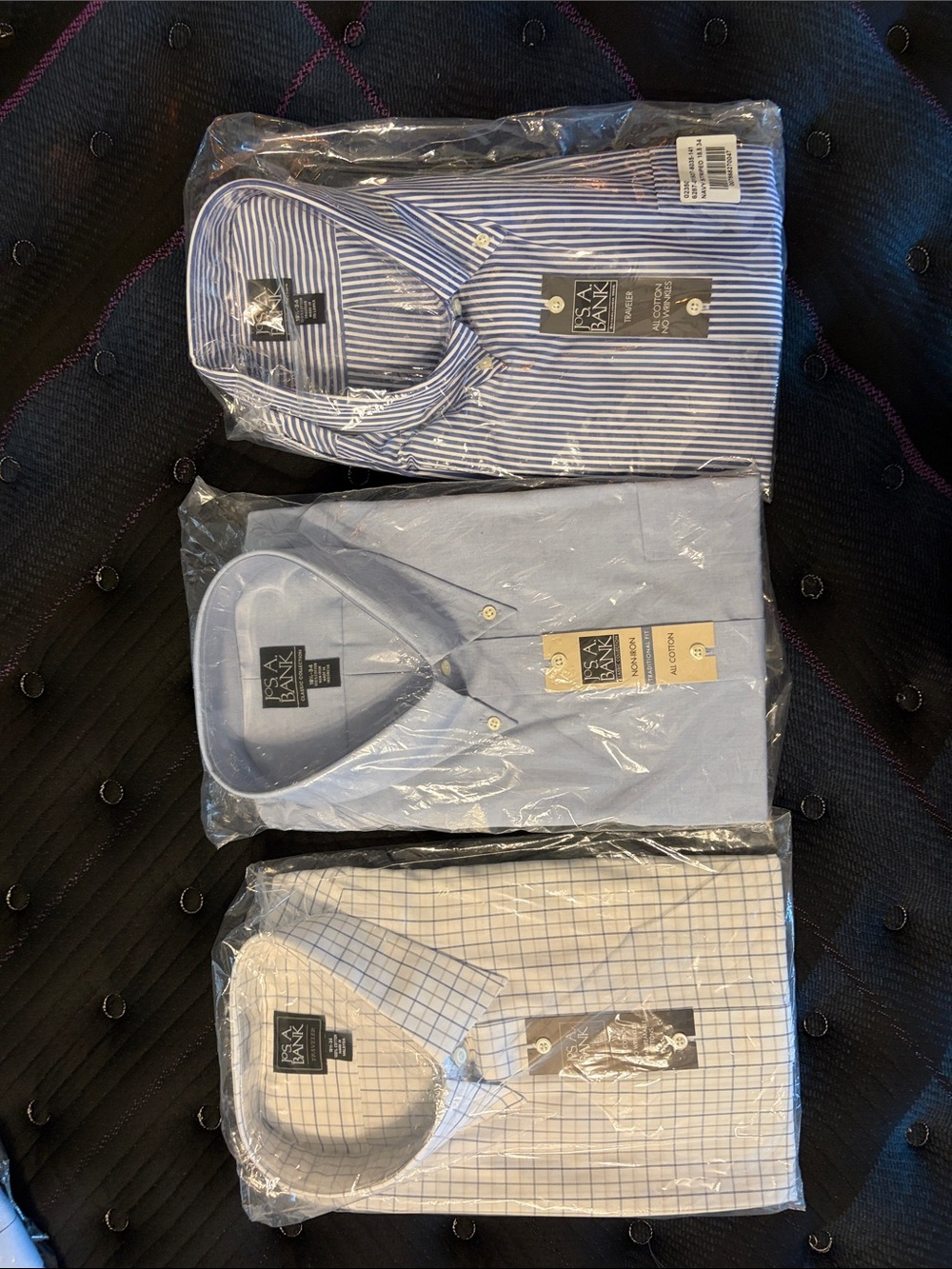 3 Jos A Bank men’s dress shirts 18 1/2 neck and 34 arm new with tags